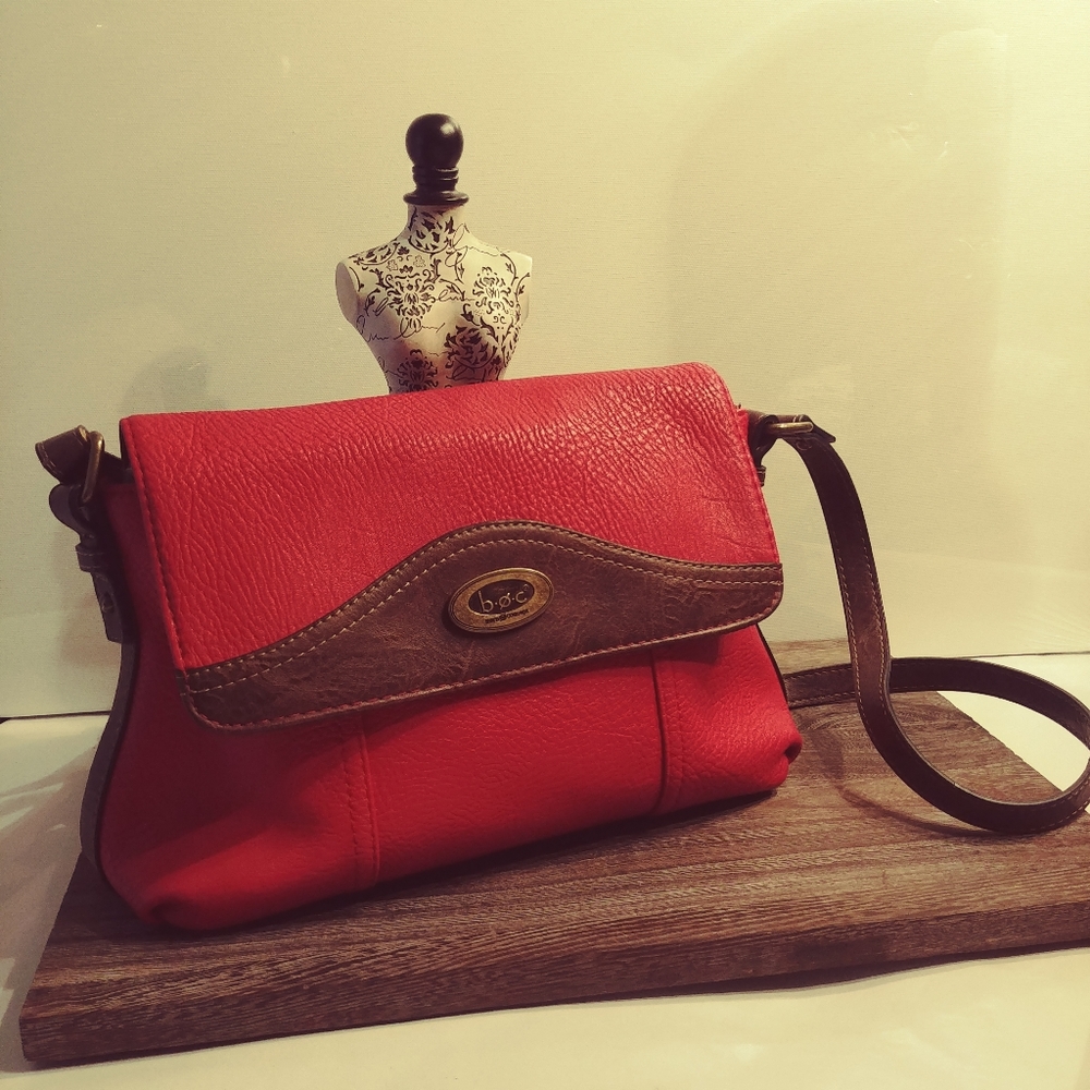 Boc Red w Brown Trim Crossbody Power Bag